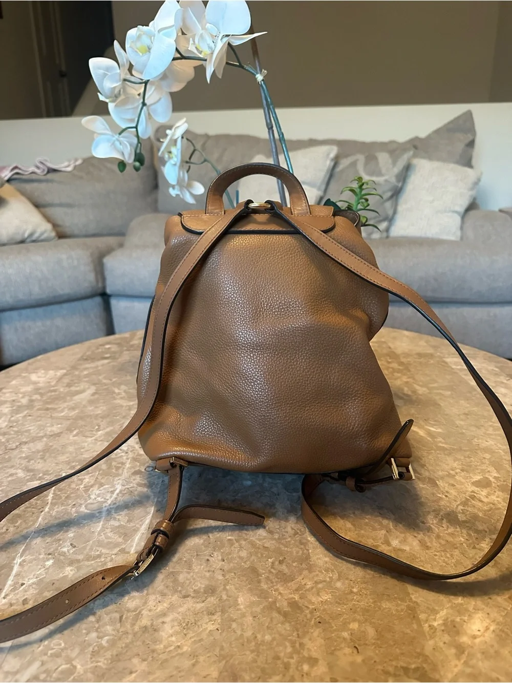Michael Kors Raven Leather Acorn/Gold Backpack